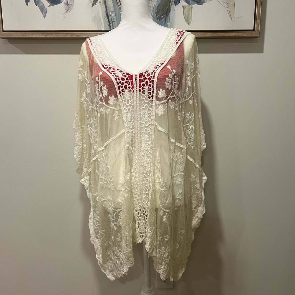 Elegant Cream Lace Swim Cover-Up